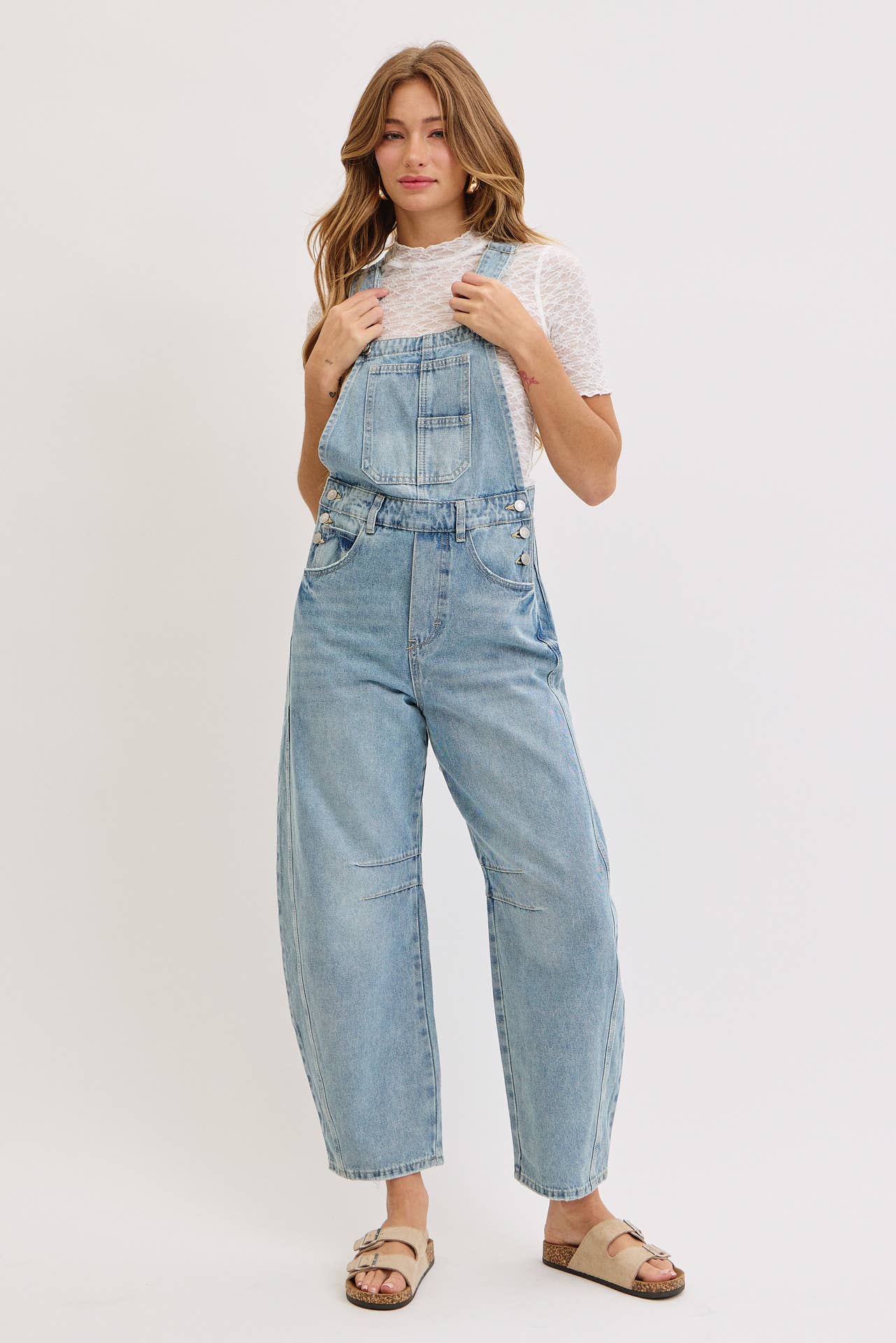 Rhodes Barrel Leg Denim Overalls
