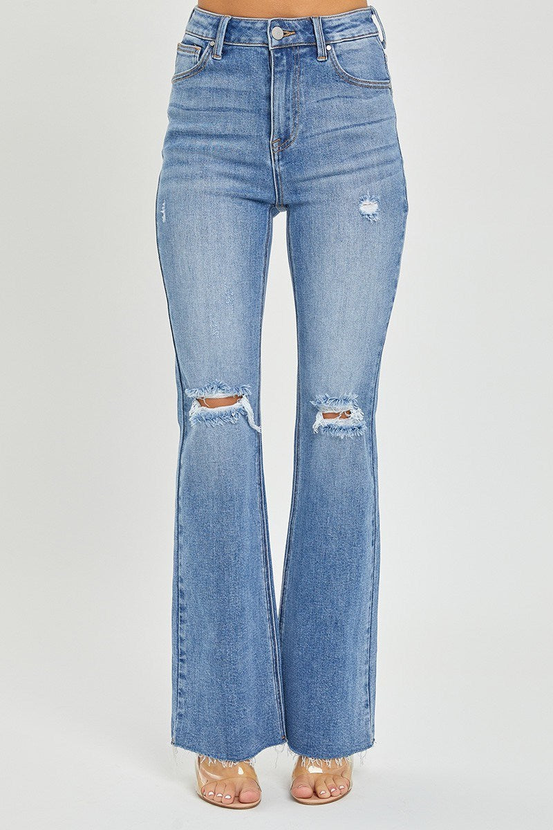 Risen High-Rise Straight Jeans