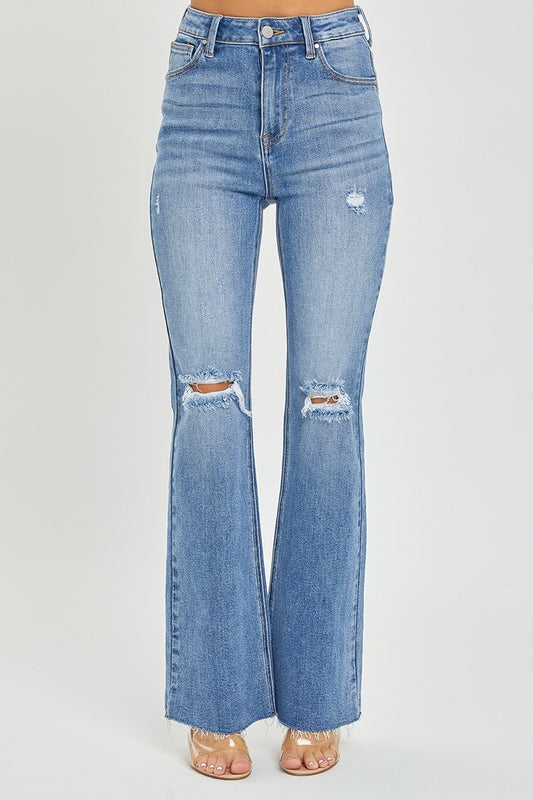 Risen High-Rise Straight Jeans