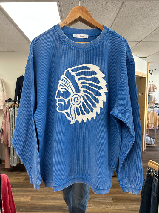 Puff Warrior Head Corded Crewneck | Royal