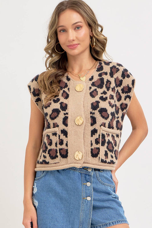 Kennedy Leopard Sweater Vest
