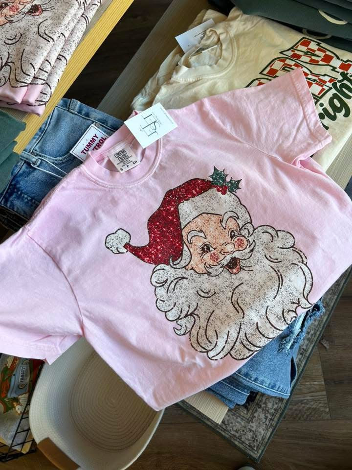 Pink Santa Graphic Tee