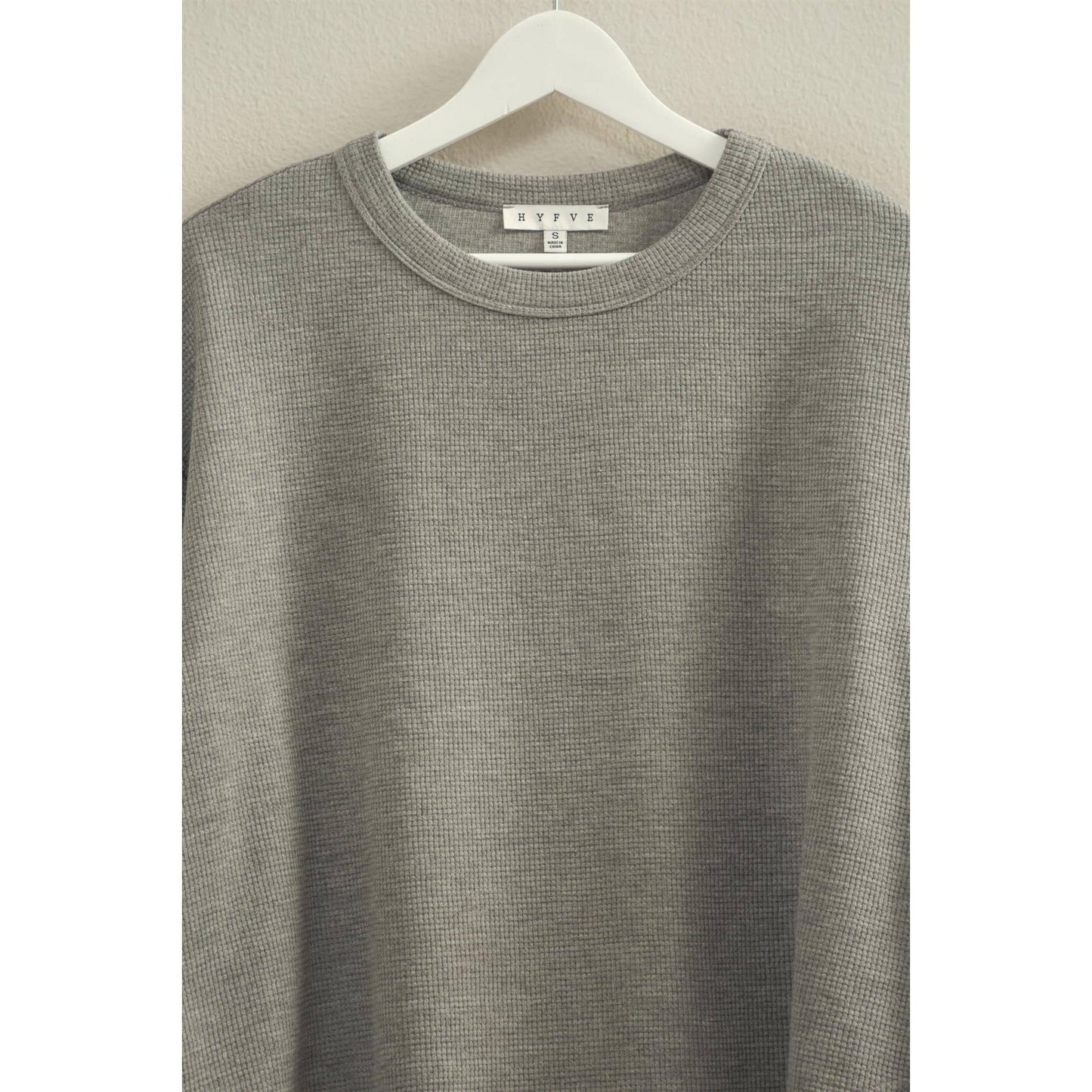 Mandi Oversized Waffle Long Sleeve | Gray