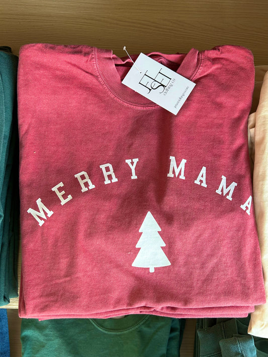 Merry Mama Graphic Tee | Crimson