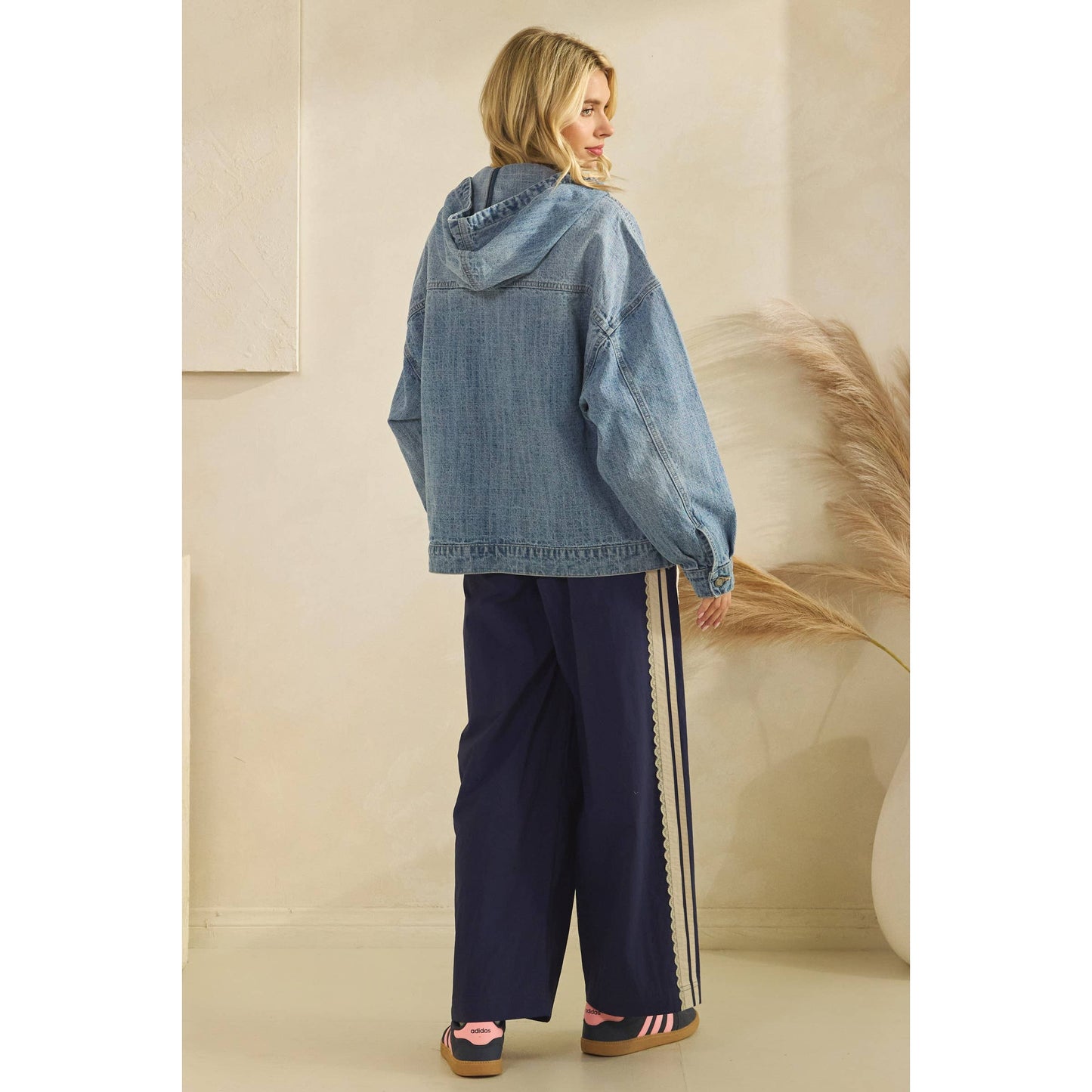 Liv Hooded Quarterzip Denim Jacket