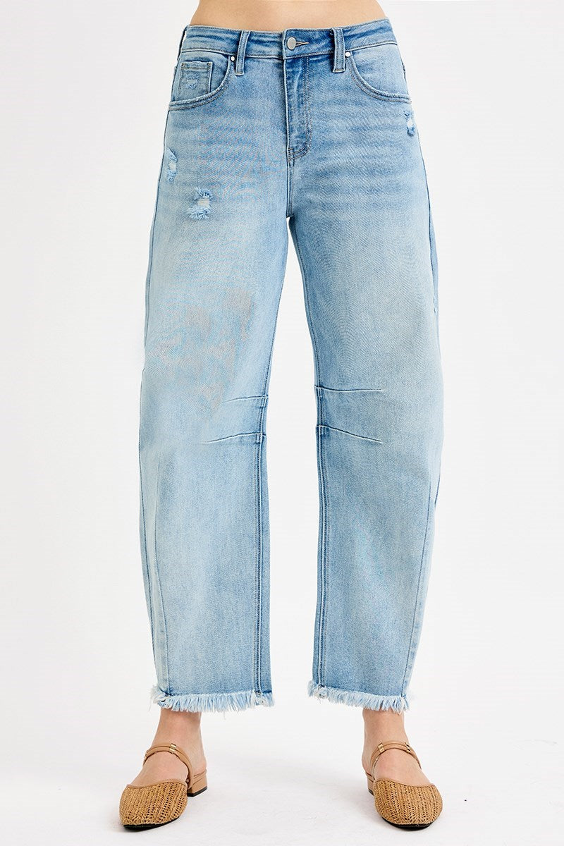 Risen Slouchy Crop Barrel Jeans | Light
