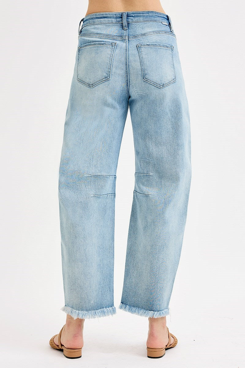 Risen Slouchy Crop Barrel Jeans | Light