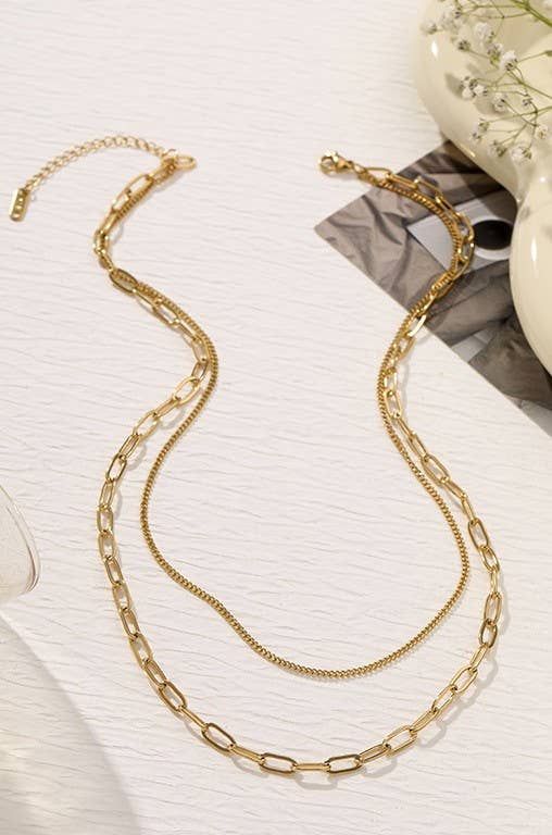 Layered Chain Necklace | Gold