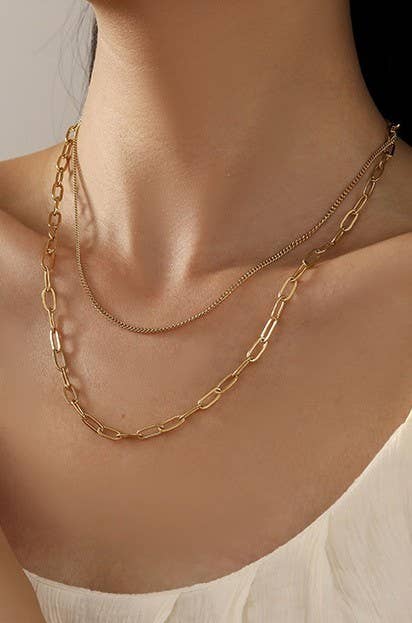 Layered Chain Necklace | Gold