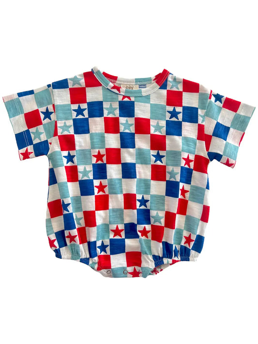 Star Checkered Organic Cotton T-Shirt Bubble