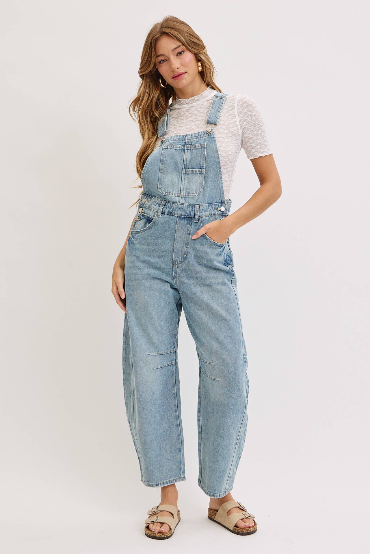 Rhodes Barrel Leg Denim Overalls