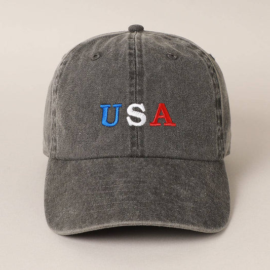 USA Embroidered Baseball Cap| Black