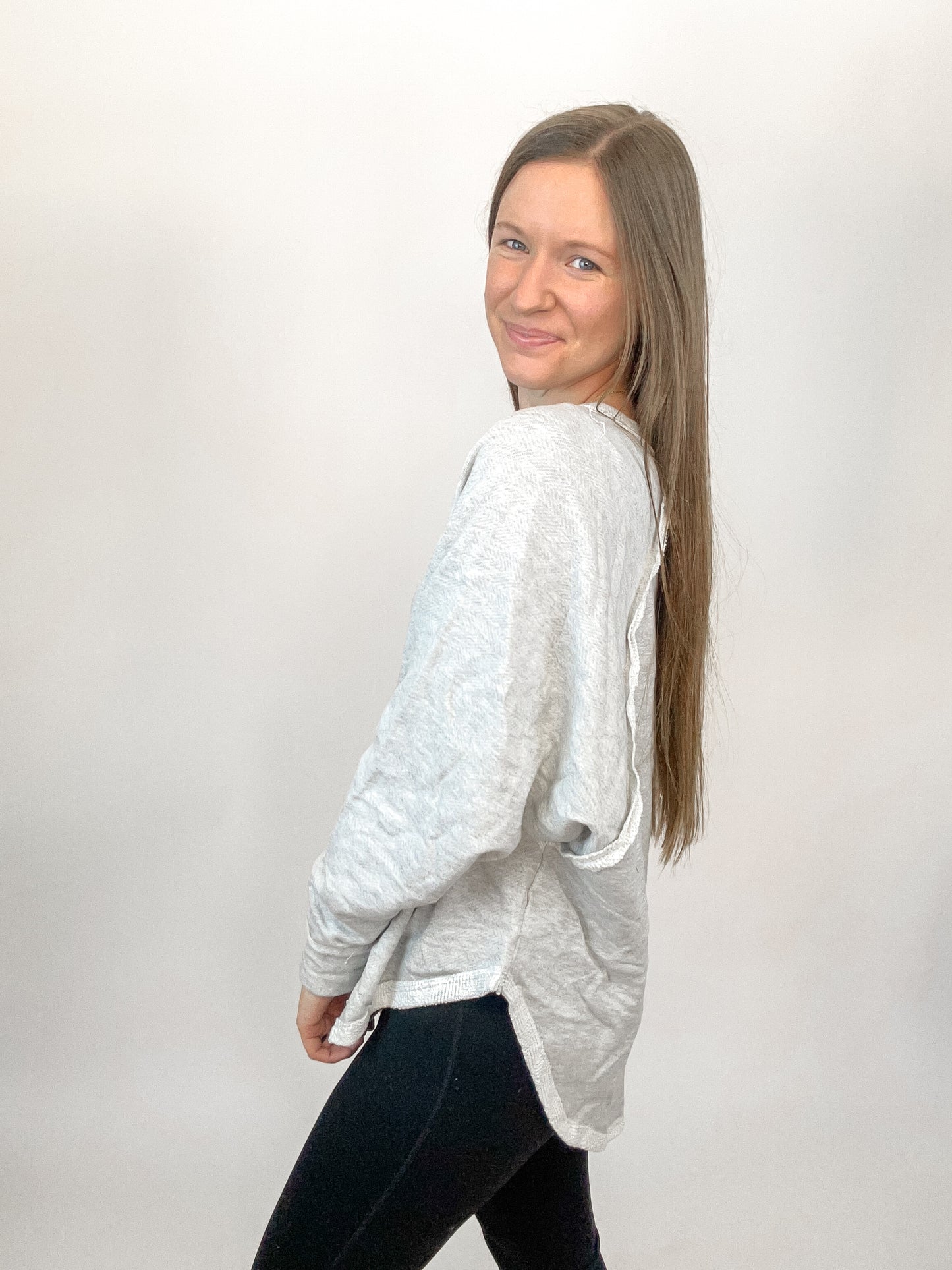 Cozy Up French Terry Top | Heather Gray