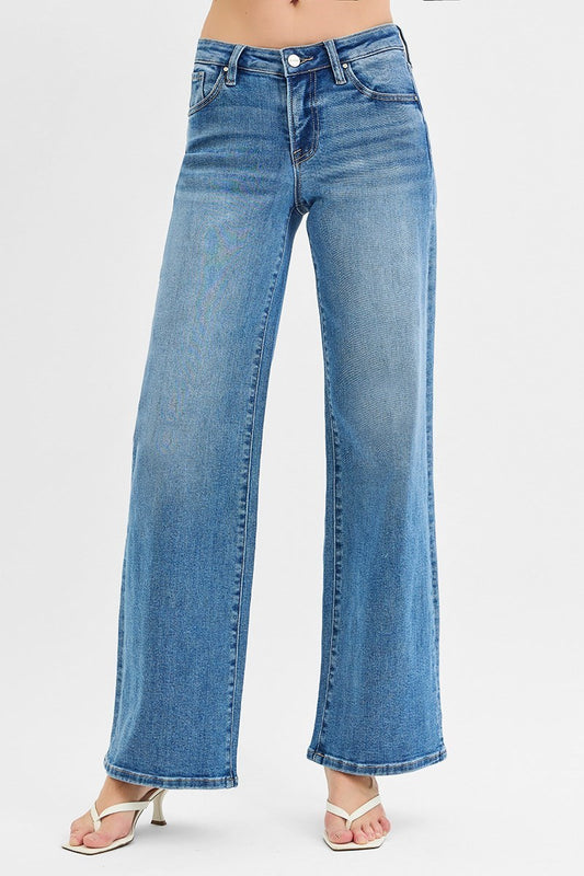 Risen Low-Rise Wide Leg Jeans | Medium