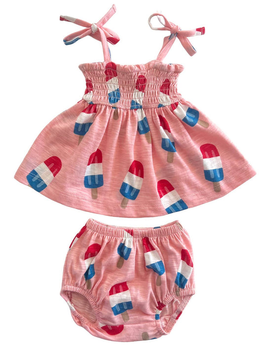 Popsicle Pink Organic Cotton Smocked Set