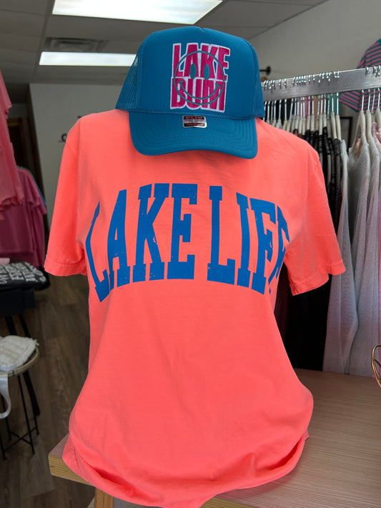 Lake Life Graphic Tee | Neon Red Orange