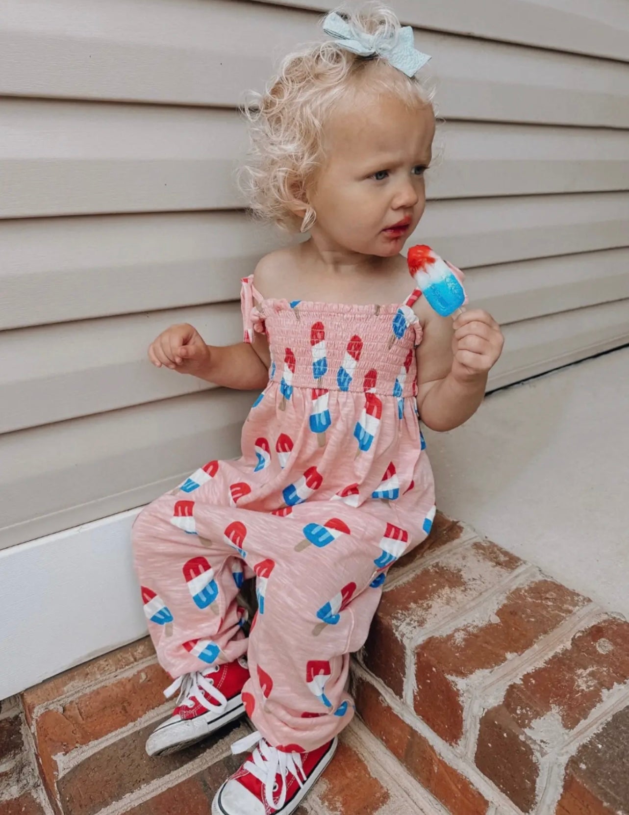 Popsicle Pink Organic Cotton Smocked Jumpsuit