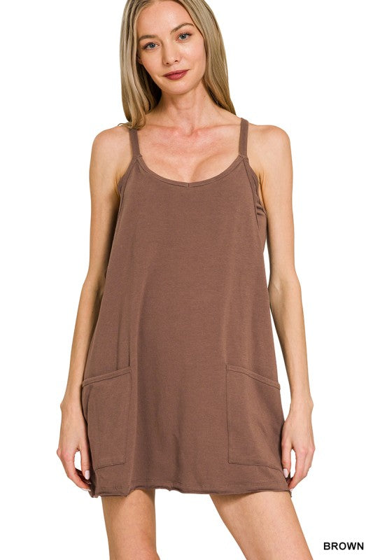 Everyday Built-In Romper Dress | Brown