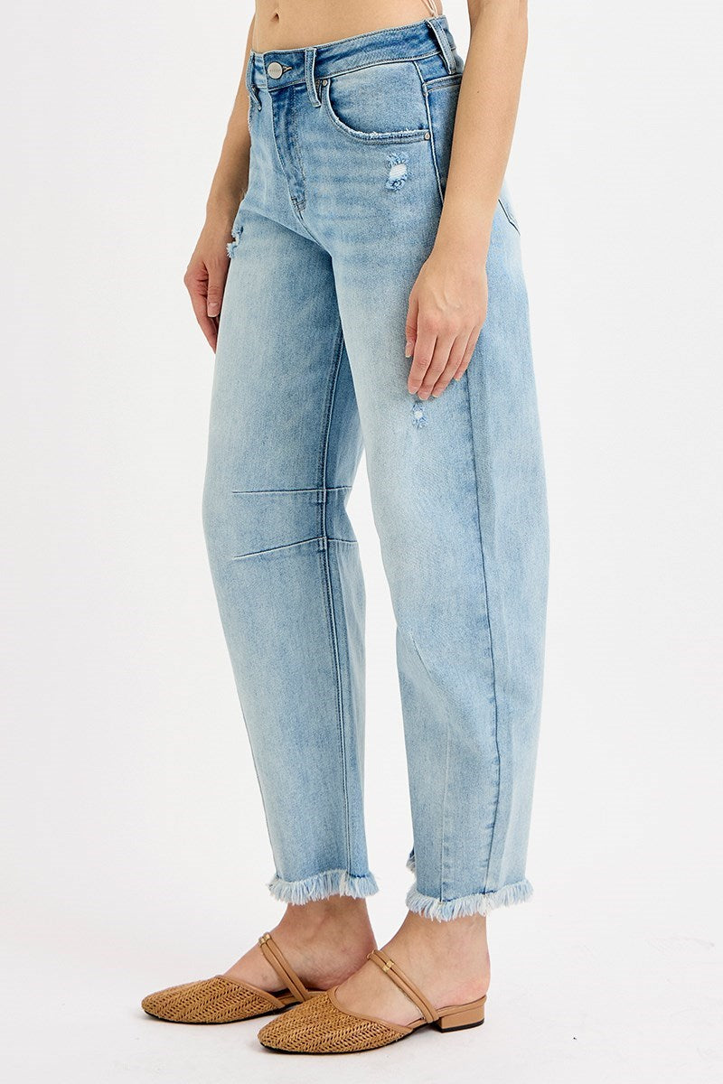 Risen Slouchy Crop Barrel Jeans | Light