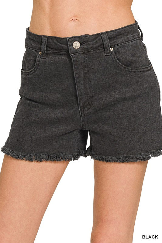 Haven Frayed Denim Shorts | Black