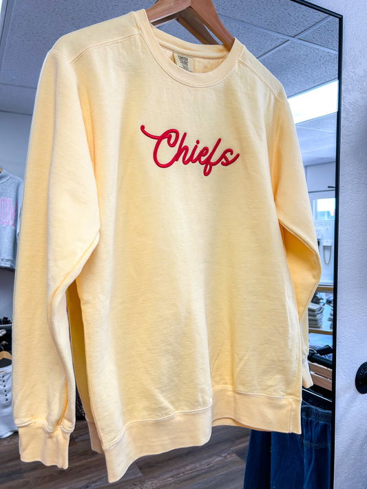 Chiefs Puff Embroidered Crewneck | Butter