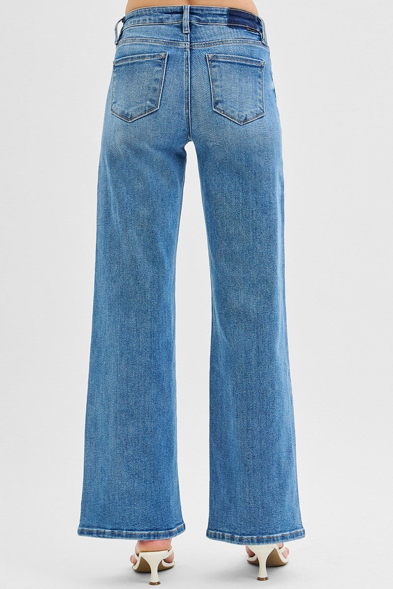Risen Low-Rise Wide Leg Jeans | Medium