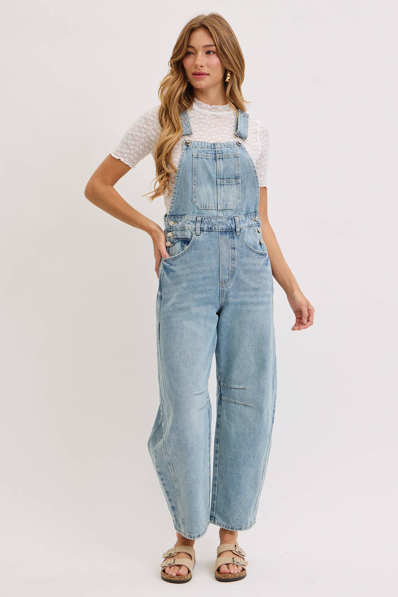 Rhodes Barrel Leg Denim Overalls