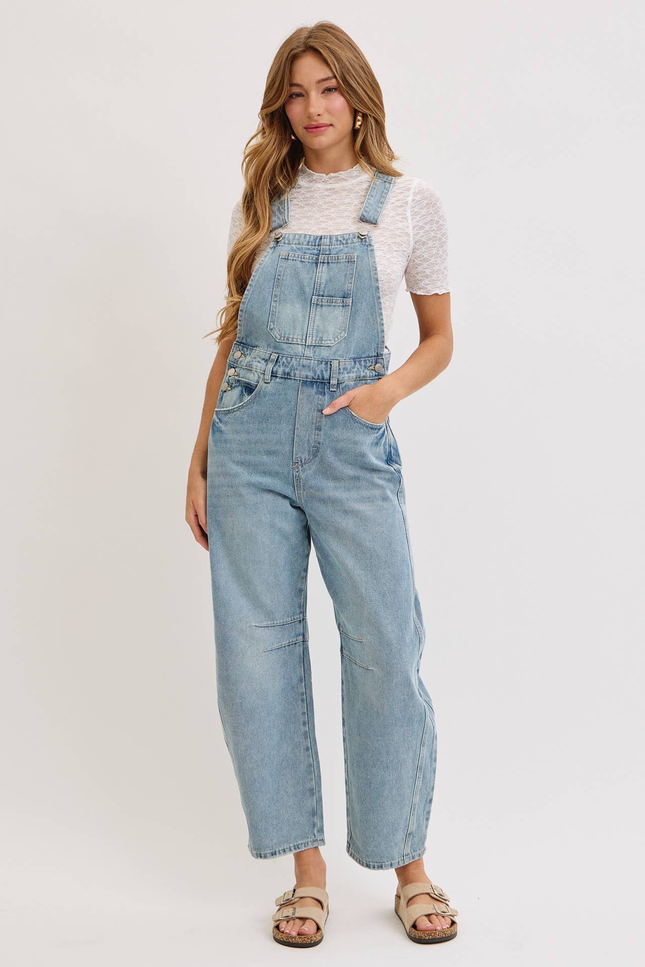 Rhodes Barrel Leg Denim Overalls