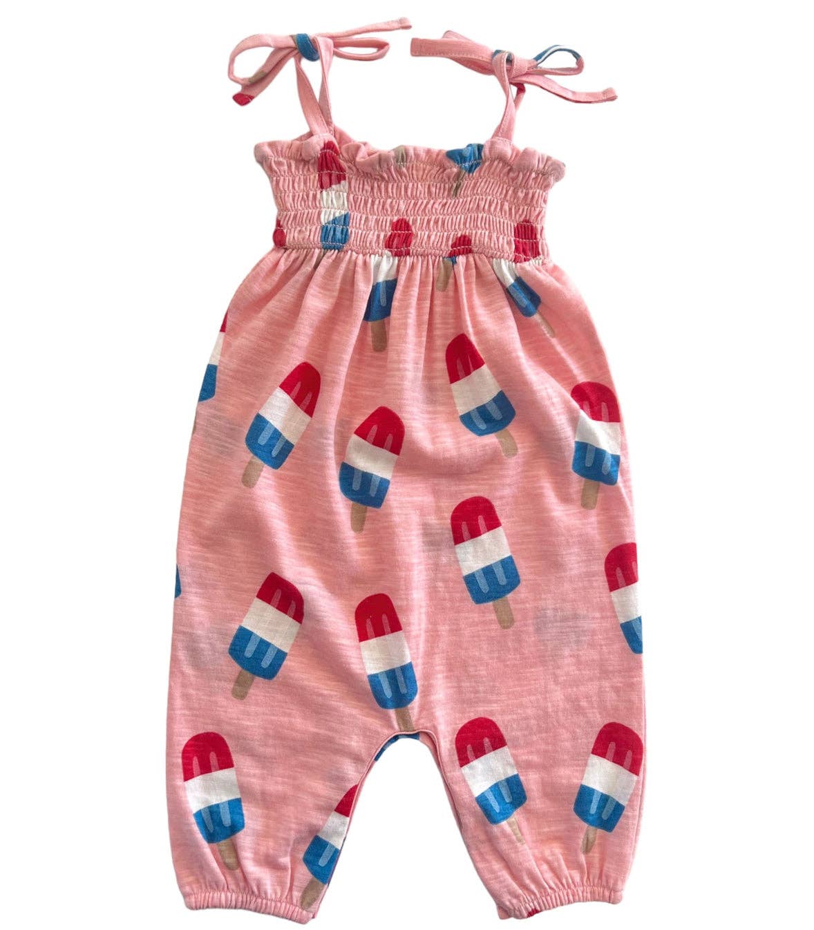 Popsicle Pink Organic Cotton Smocked Jumpsuit