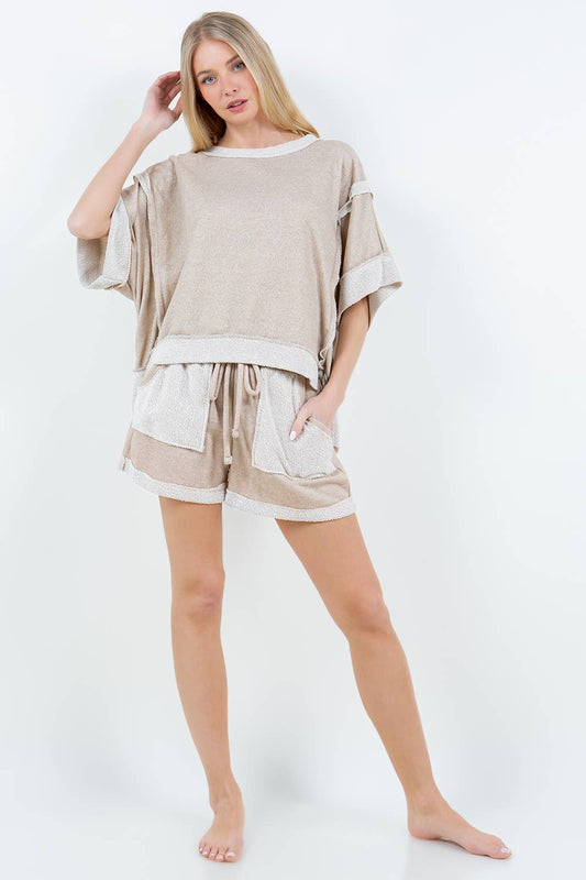 Hadley Contrast Terry Shorts | Taupe