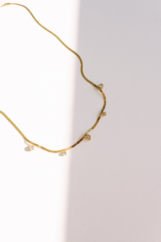 Cassi Herringbone Crystal Necklace