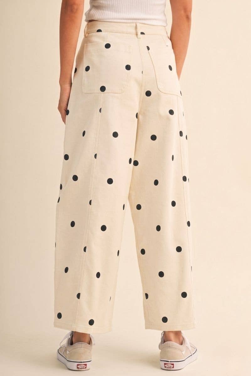 Polly Polka Dot Barrel Pants | Cream