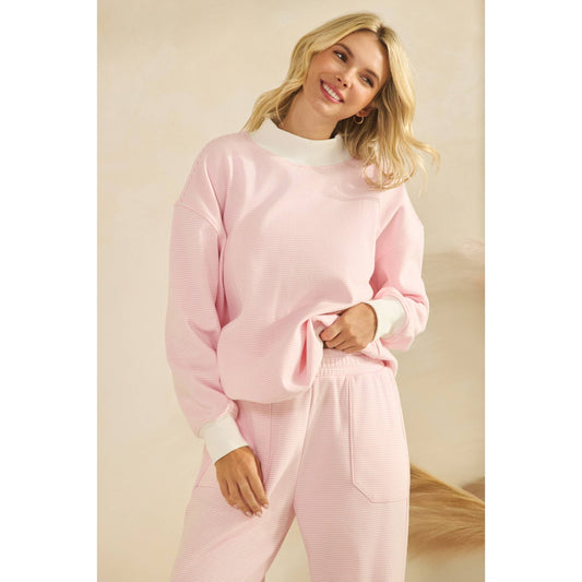 Bristol Striped Mock Neck | Pink