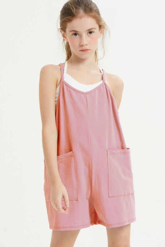 Girls Varsity Romper | Dusty Pink