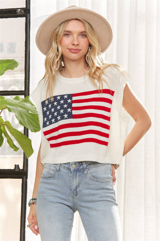 Knit American Flag Sleeveless Top