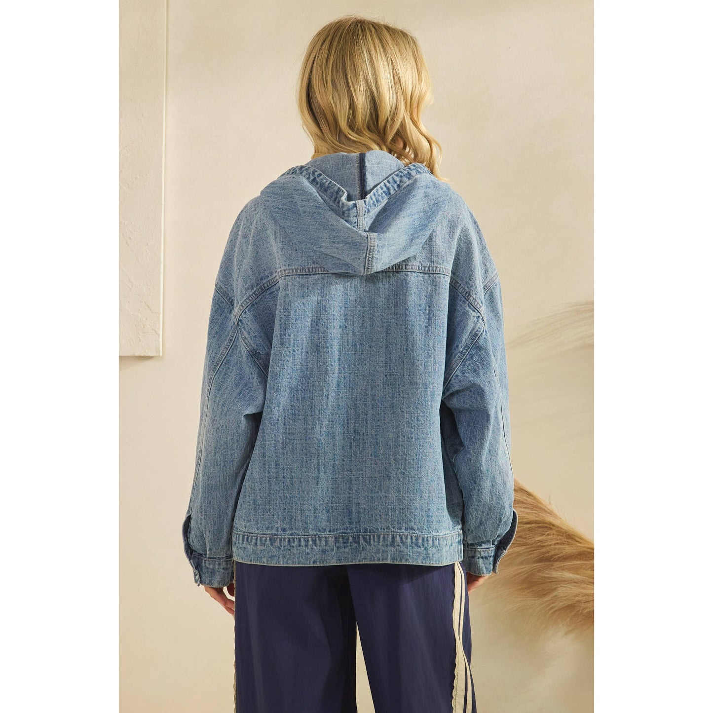 Liv Hooded Quarterzip Denim Jacket
