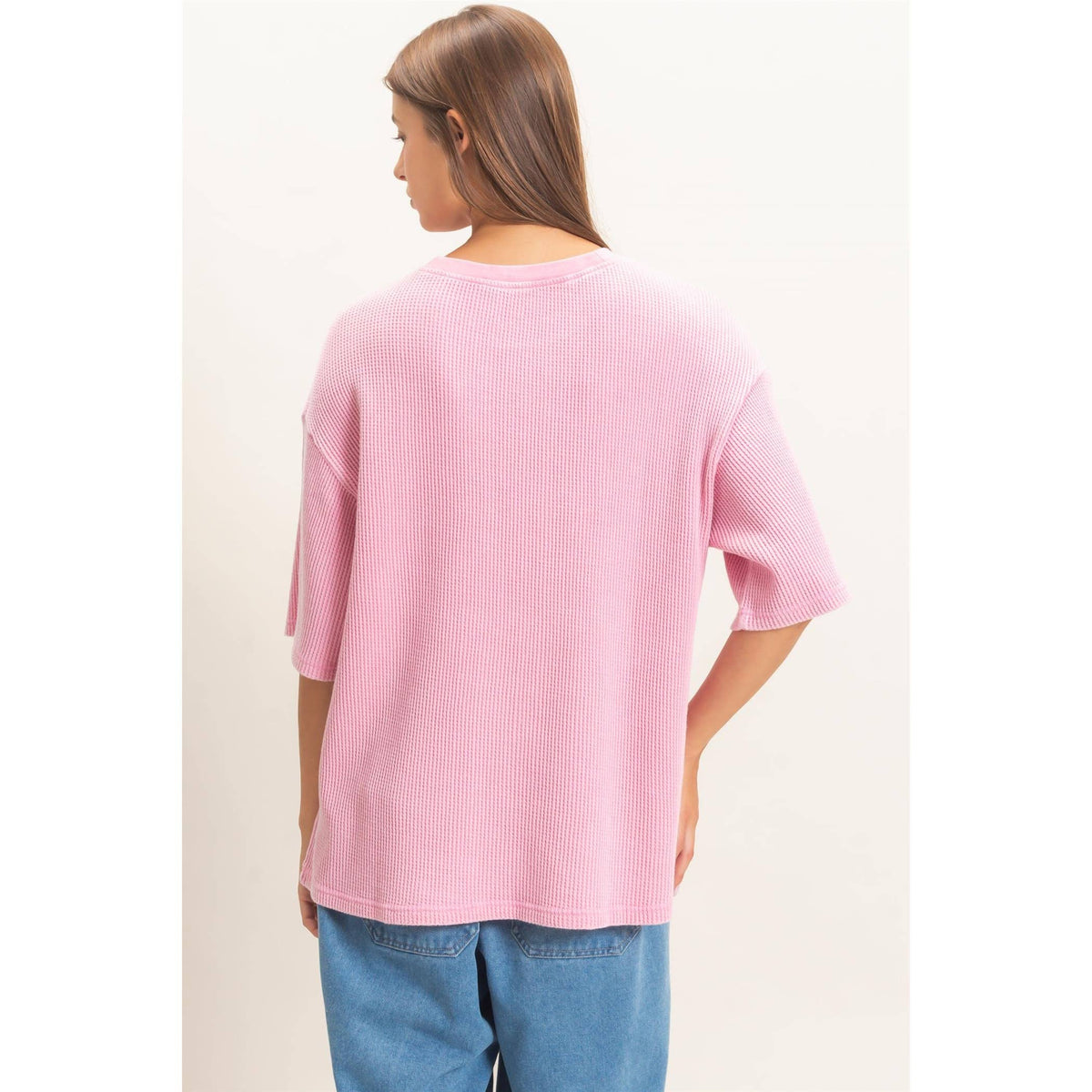 Indy Mineral Wash Waffle Top | Pink