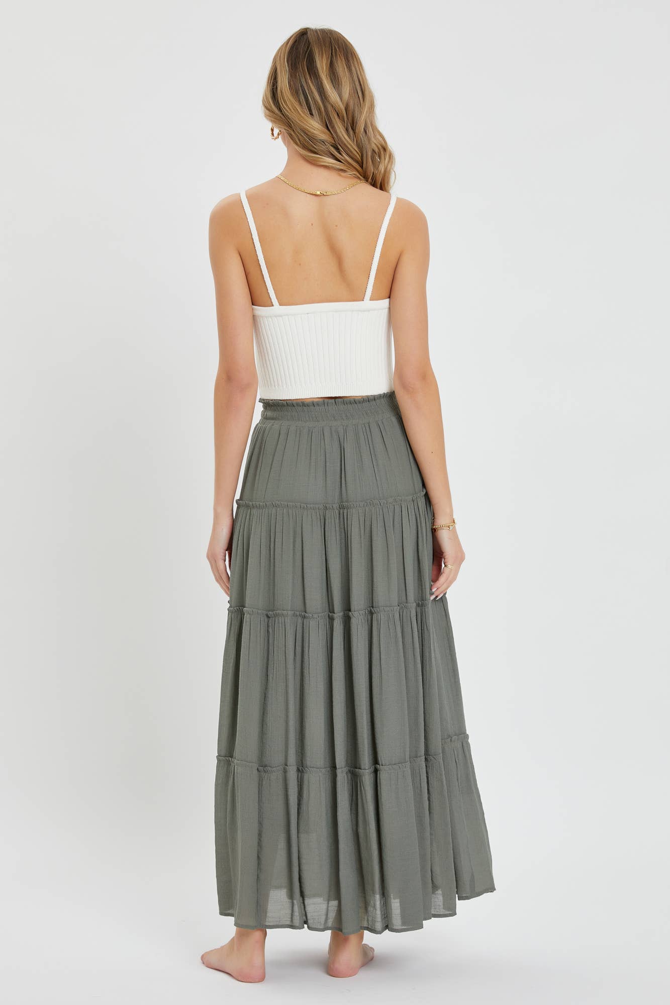 Meadow Tiered Maxi Skirt | Olive