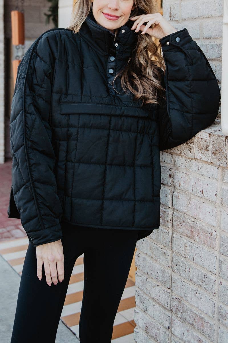 Noah Puffer Pullover | Black