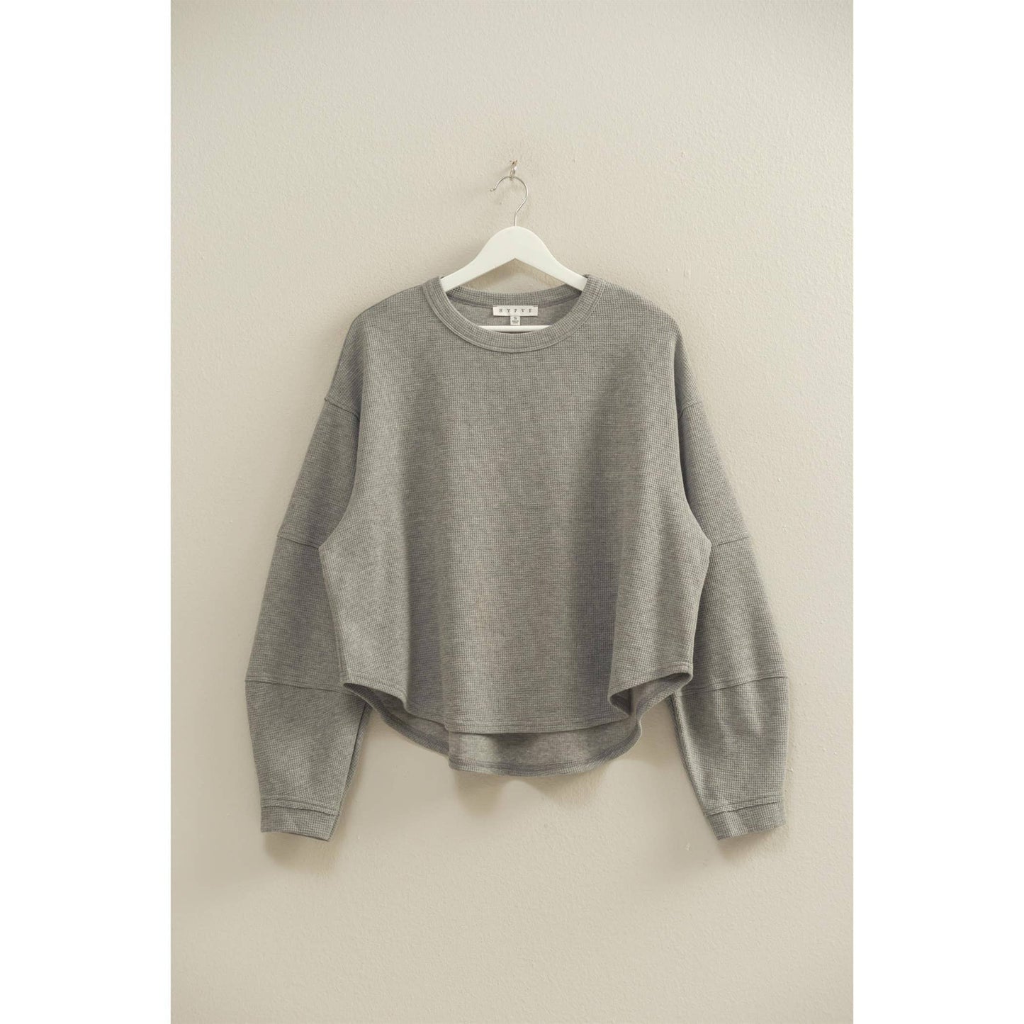 Mandi Oversized Waffle Long Sleeve | Gray