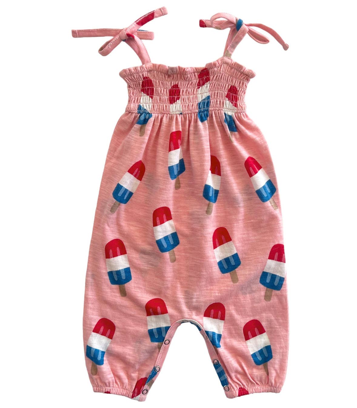 Popsicle Pink Organic Cotton Smocked Jumpsuit