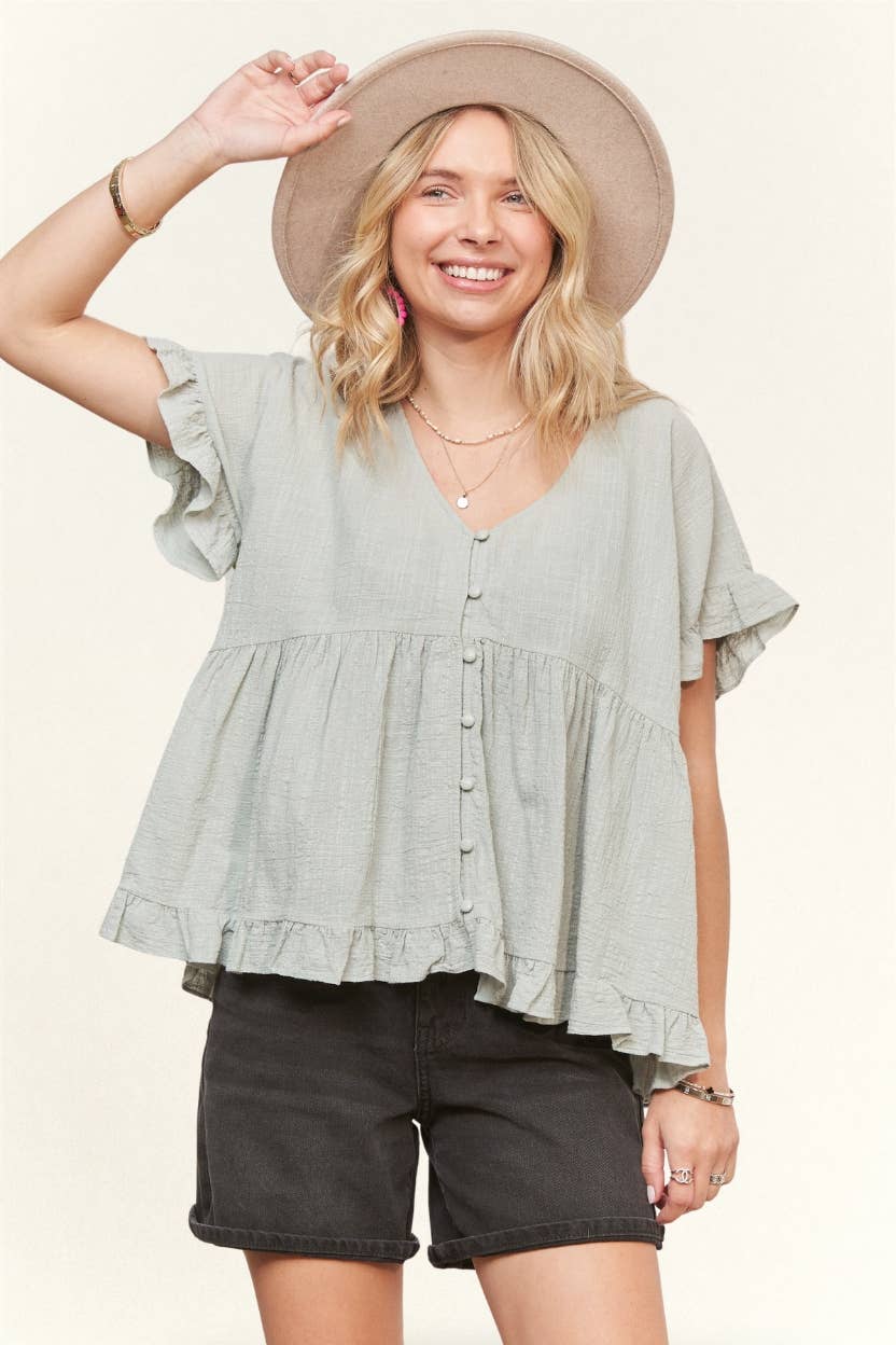 Sloane Button Down Top | Sage