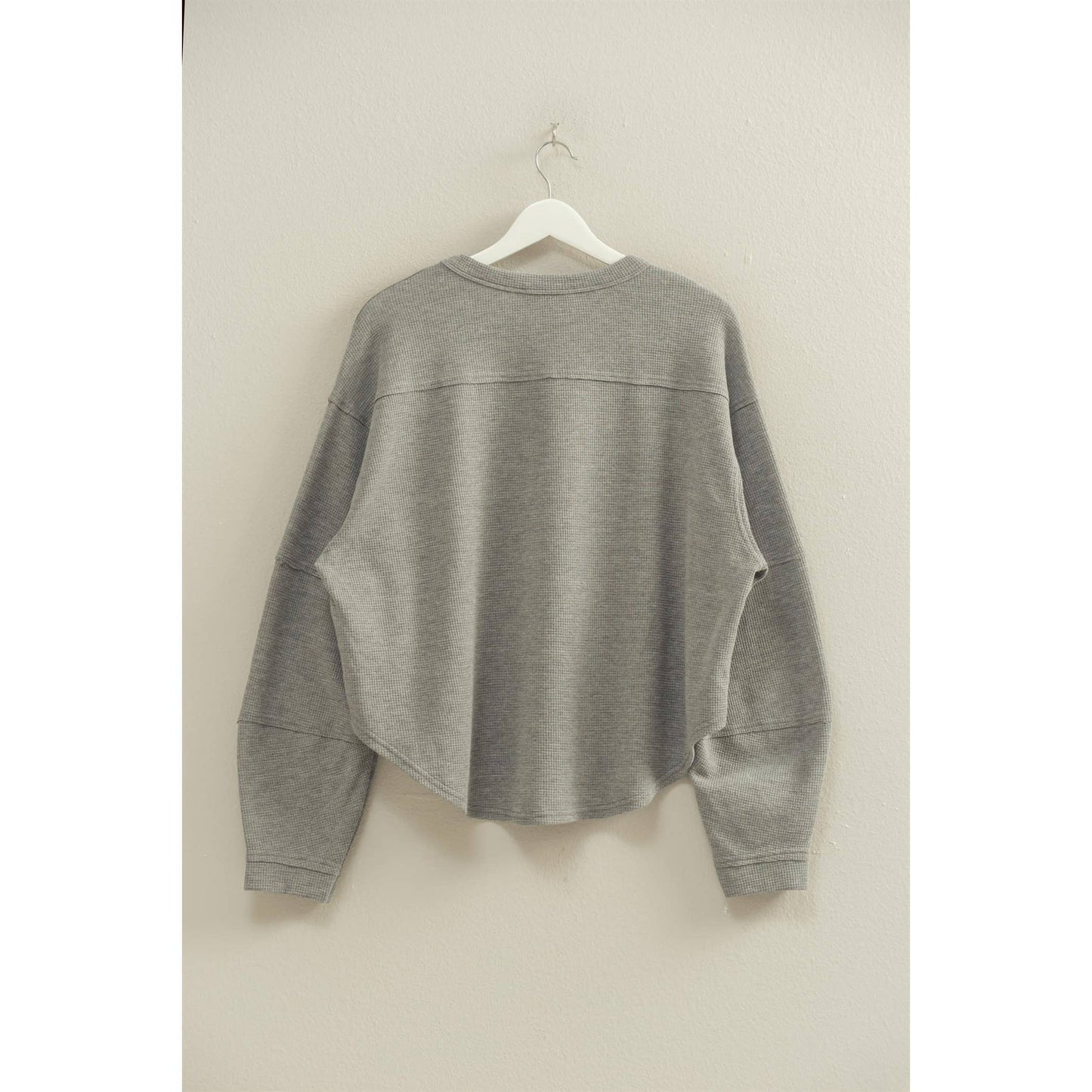Mandi Oversized Waffle Long Sleeve | Gray