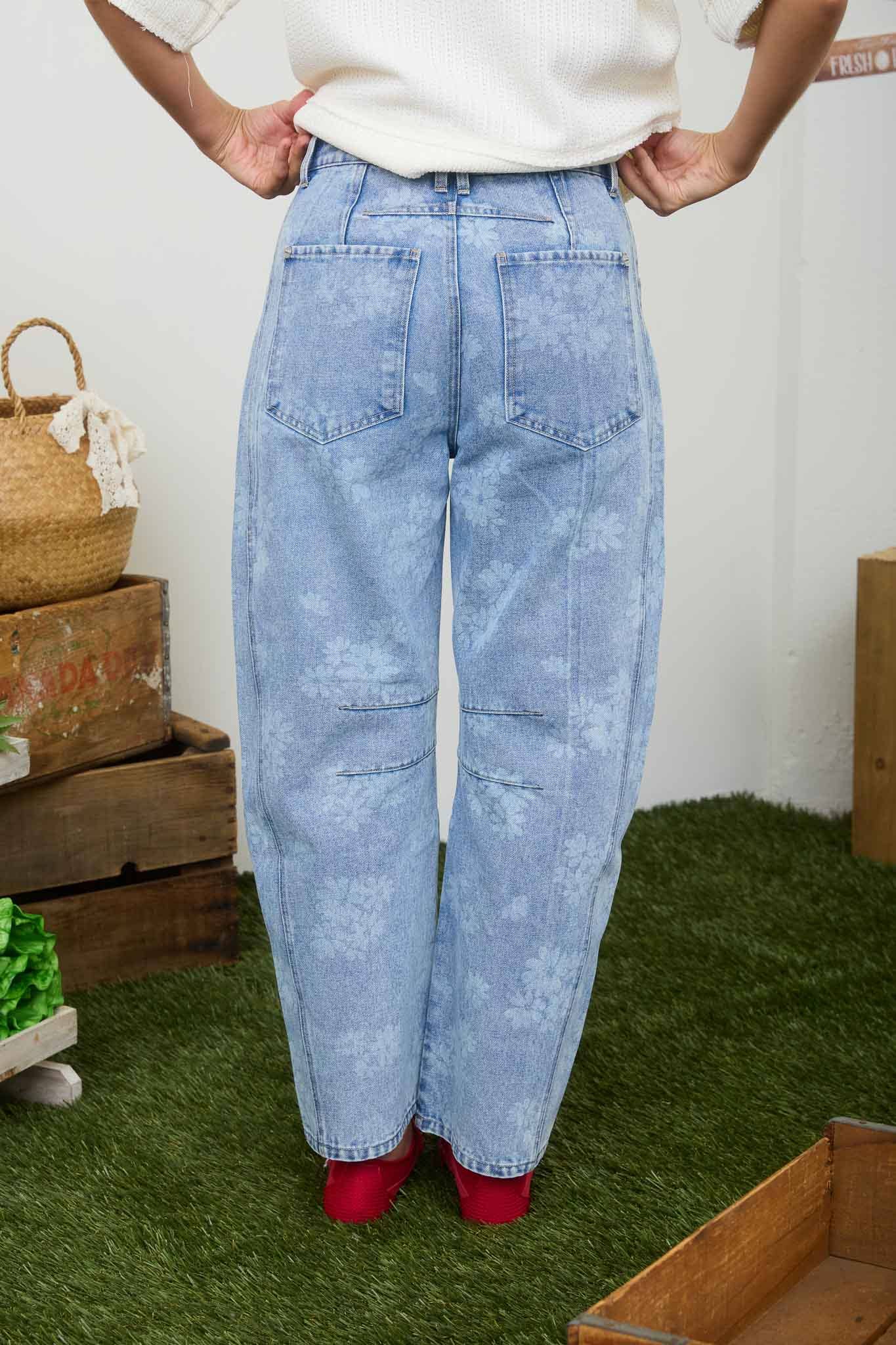 Floral Washed Denim Jeans