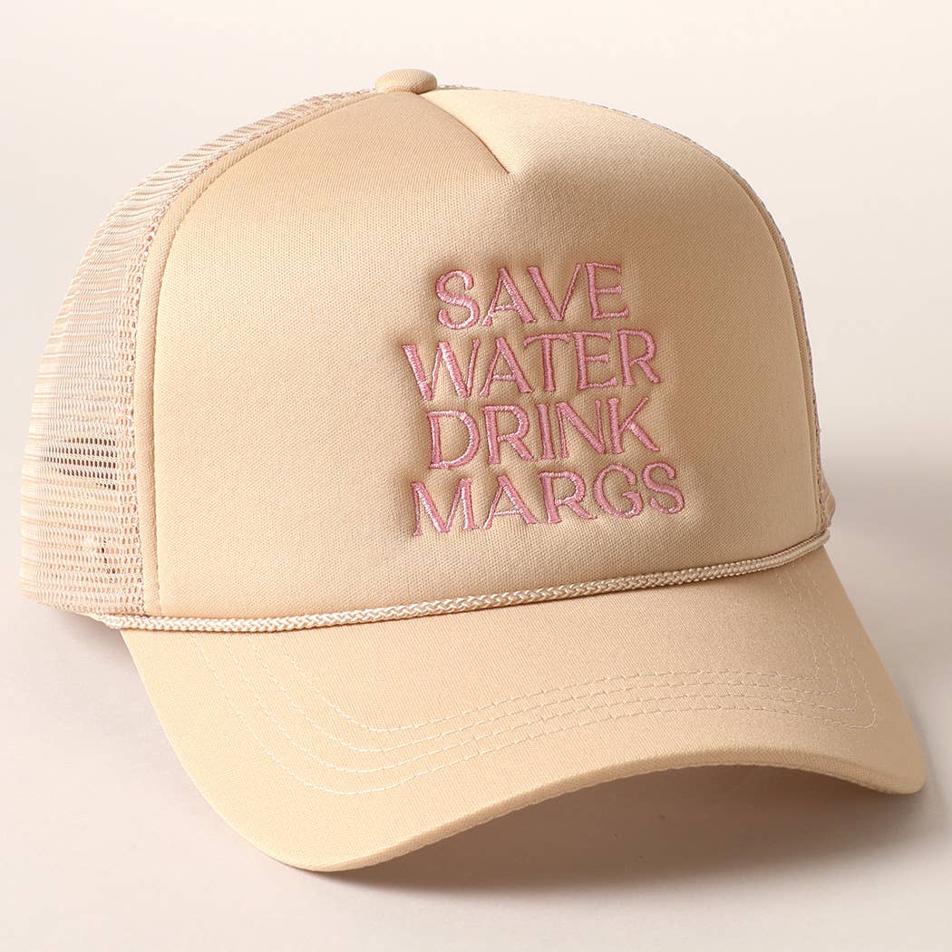 Save Water Drink Margs Embroidered Trucker Cap | Tan