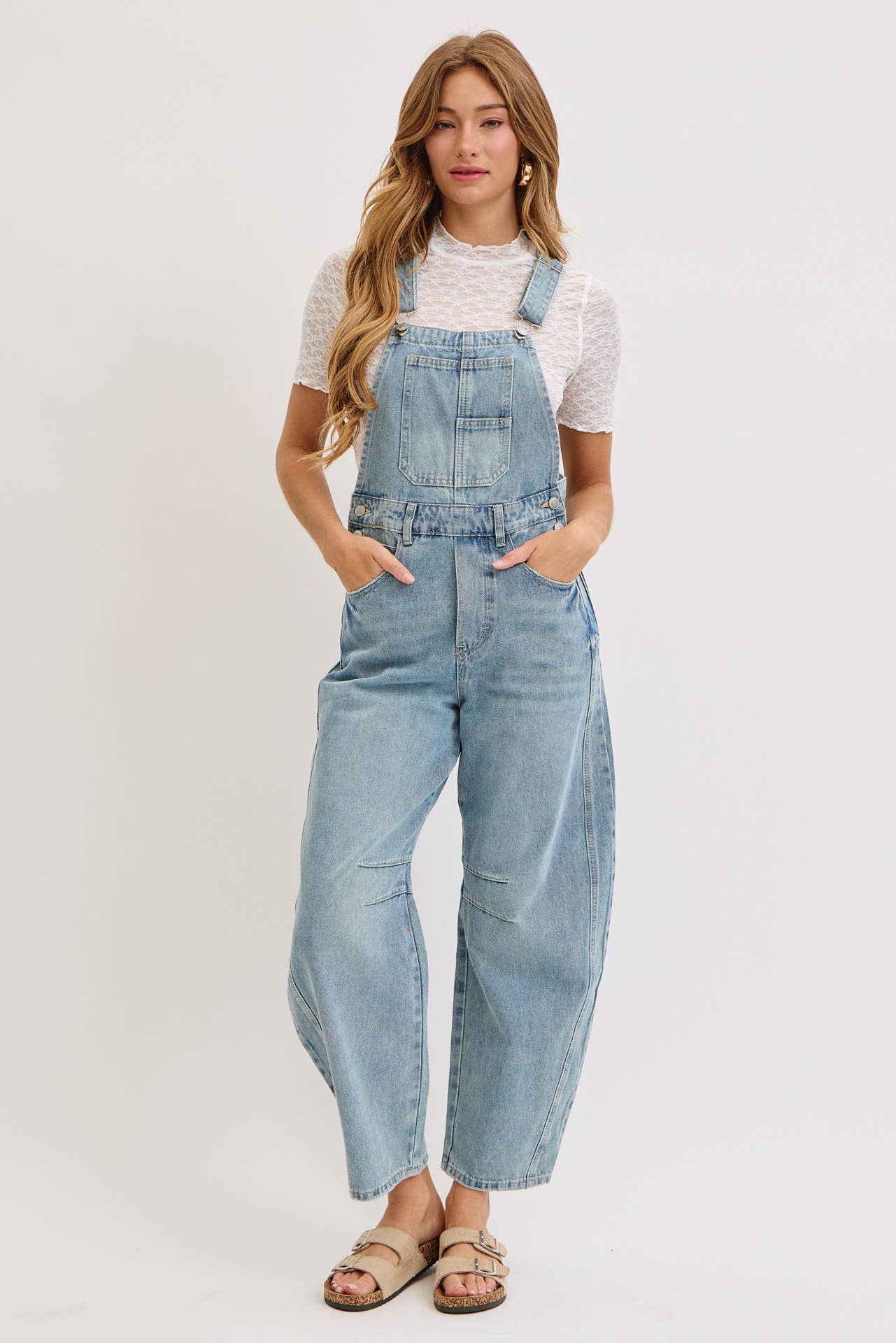 Rhodes Barrel Leg Denim Overalls