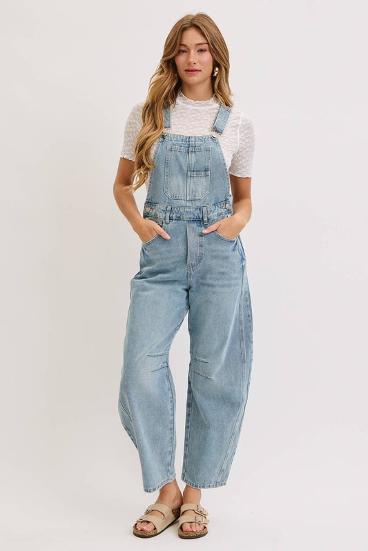 Rhodes Barrel Leg Denim Overalls