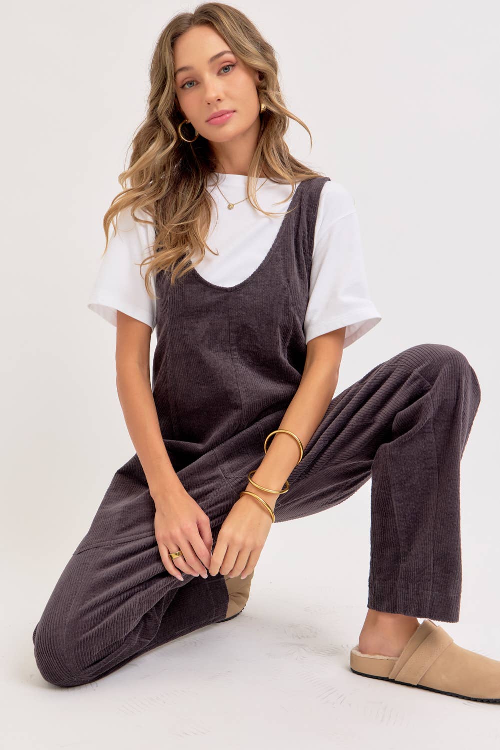 Harlow Corduroy Overall Jumpsuit | Olive